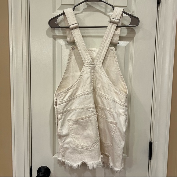 Free People White Overall Mini Dress Torn Up Jumper Distressed Size 2 - Picture 6 of 9